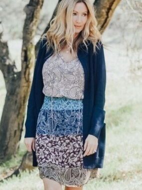 Cabi Boho Mixed Paisley Print Slip Dress Small